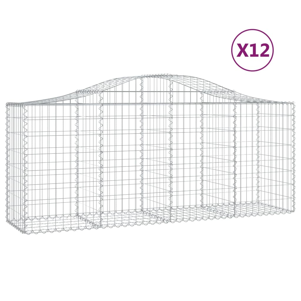 12 db íves horganyzott vas gabion kosár 200x50x80/100 cm (3145629)