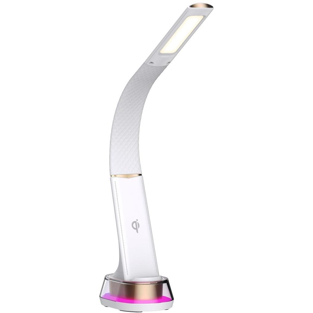Immax LED Corella Asztali lámpa Qi töltéssel, fehér, aranyszín elemekkel, RGB háttérvilágítás (08974L)