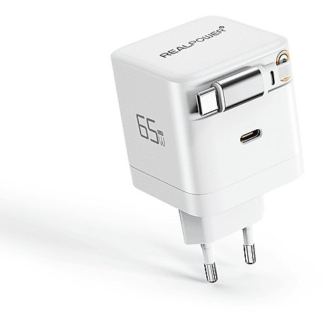 REALPOWER GaN Charger 65W weiss,65 Watt, 2x Type-C