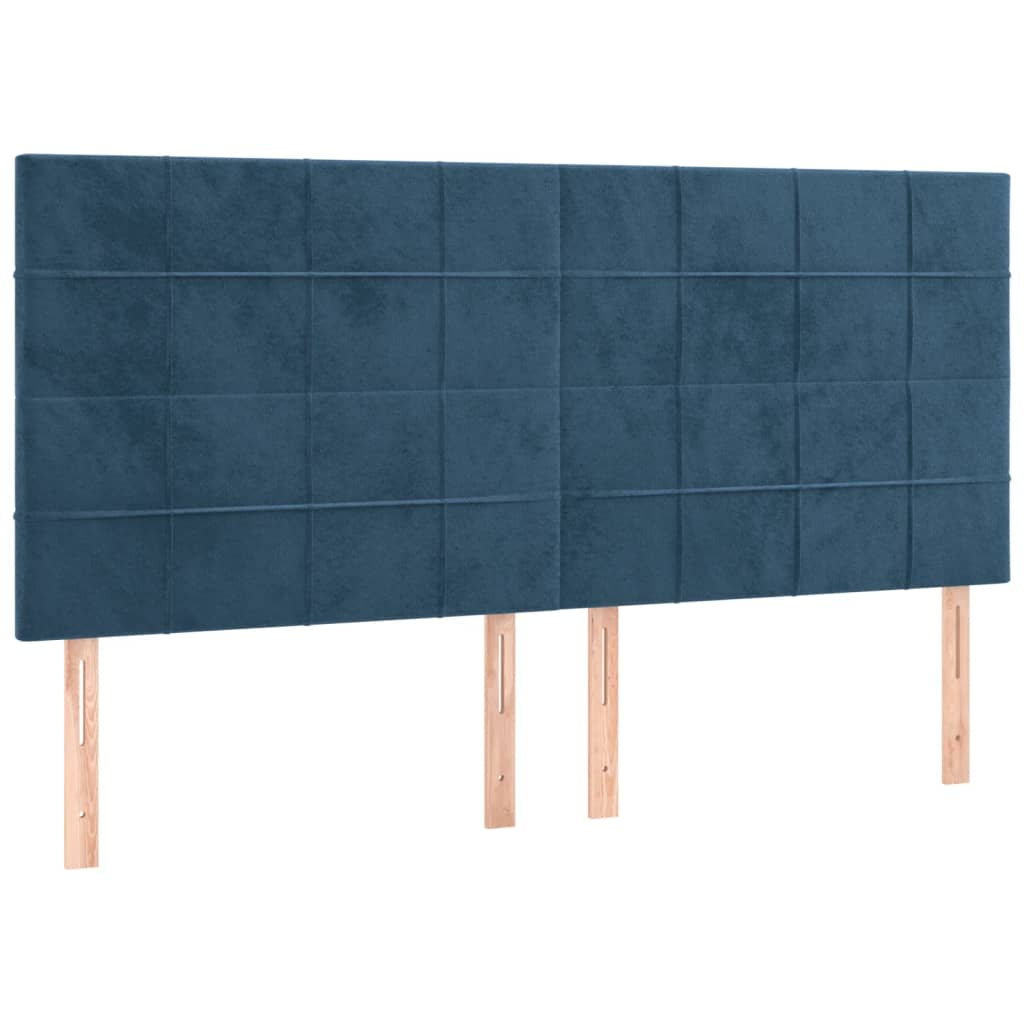4 db sötétkék bársony fejtámla 80 x 5 x 78/88 cm (3116390)