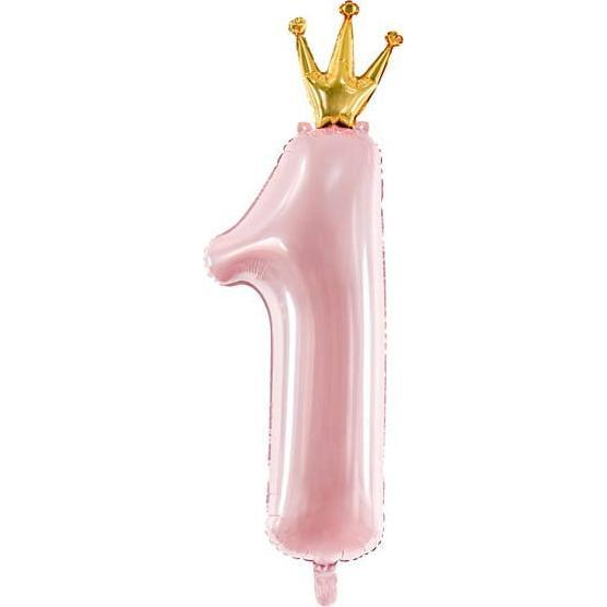  PartyDeco Balon foliowy Cyfra ''1'', 30x90cm, jasny różowy one size