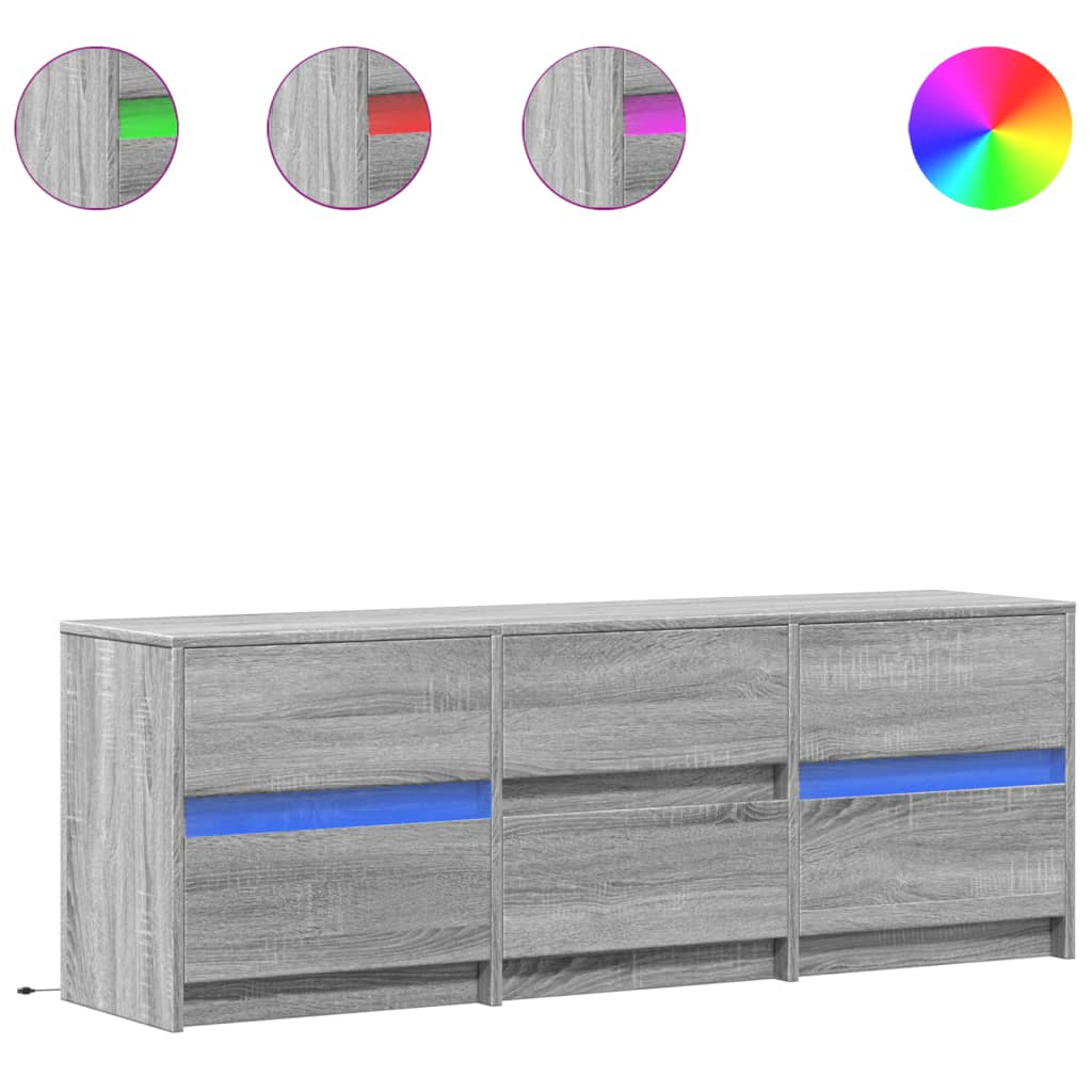 szürke sonoma színű szerelt fa LED-es TV-szekrény 140x34x50 cm (3307924)