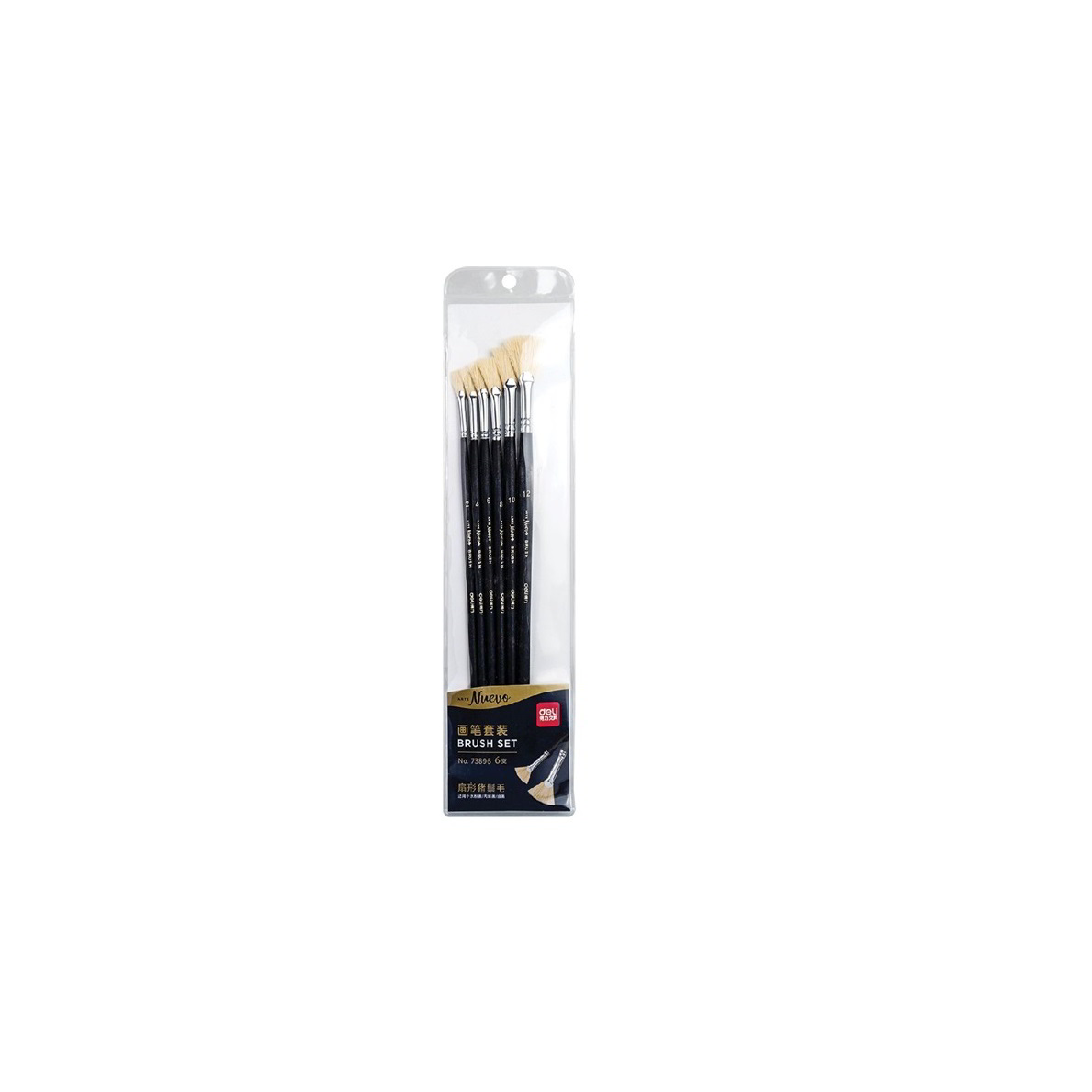Deli Arte Nuevo Legyező 6 darabos ecset készlet 2-12mm - Fekete (DEL73896)