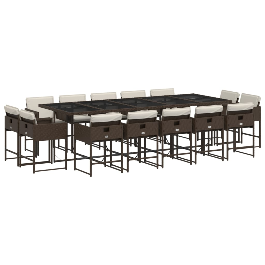15 részes barna polyrattan kerti ülőgarnitúra párnákkal (3278180)