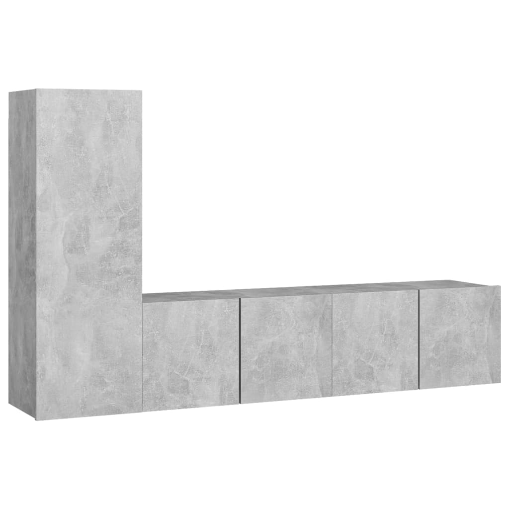 3 részes betonszürke forgácslap TV-szekrényszett (3079093)