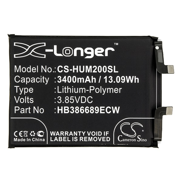 Cameron Sino Li-Polymer akku (3.85V/3400mAh, Huawei HB386689ECW kompatibilis) FEKETE (CS-HUM200SL)