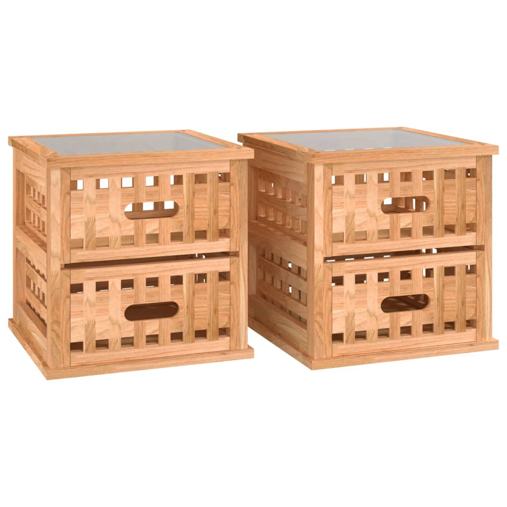 2 db tömör diófa éjjeliszekrény 34 x 34 x 34 cm (350346)