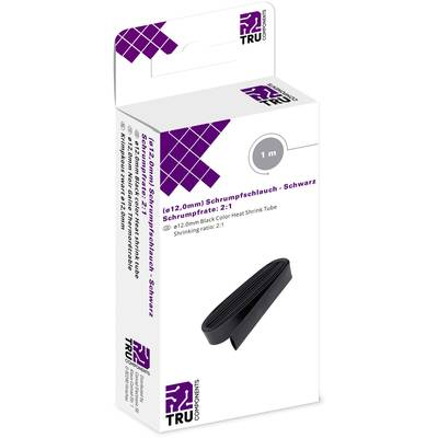 TRU COMPONENTS T1904CA033 Zsugorcső ragasztó nélkül Fekete 12 mm Zsugorodási arány:2:1 1 m (T1904CA033)