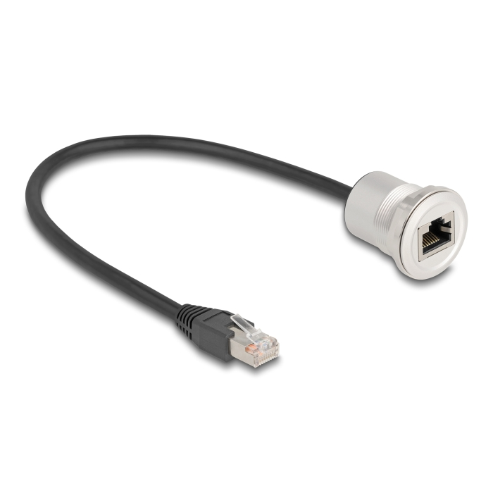 Delock RJ45 beépített anya kábelcsatlakozóval Cat.5e STP 30 cm, alumínium (88187)