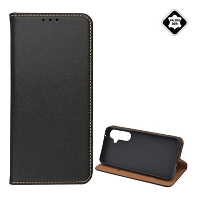 Gigapack Samsung Galaxy A15 4G (SM-A155) valódi bőr fliptok fekete (GP-151955) (GP-151955)