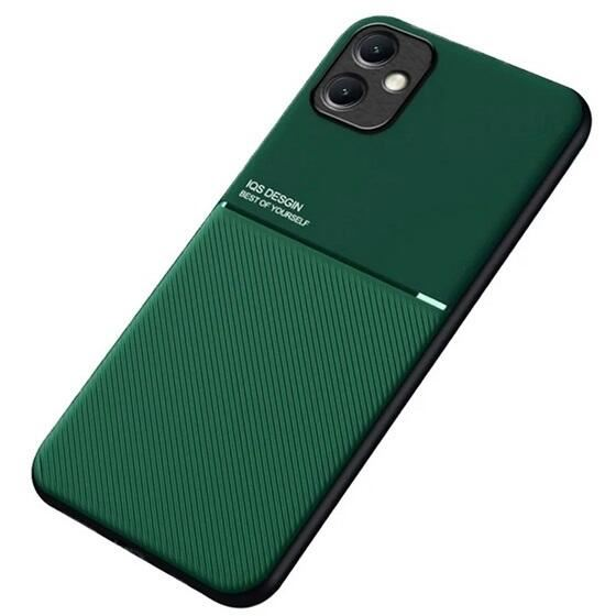 Gigapack Samsung Galaxy A05 (SM-A055F) mágneses, bőr hatású, csíkos mintás tok sötétzöld (GP-154813) (GP-154813)