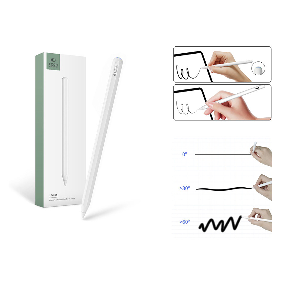 Tech-Protect Digital Magnetic Stylus Pen-2 aktív toll rajzoláshoz, jegyzeteléshez, Apple iPad készülékhez - fehér (TP922541)