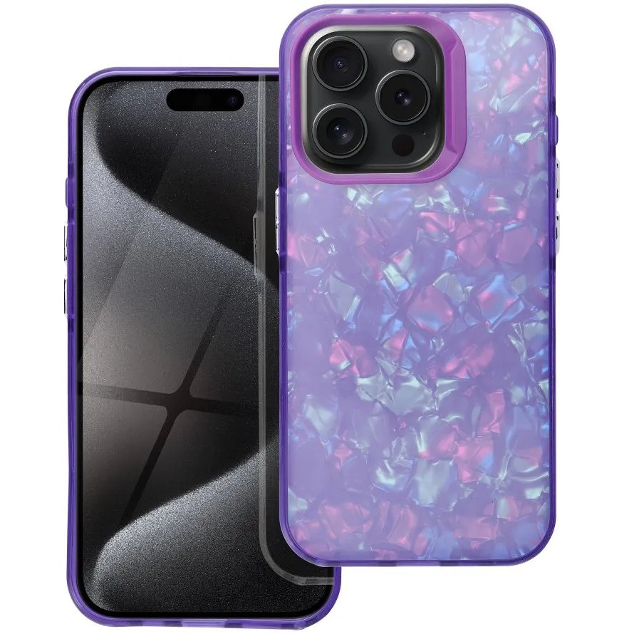 Apple iPhone 15 Pro, Műanyag hátlap védőtok + szilikon keret, kristály minta, Tutti-Frutti Case, lila (TS11339)
