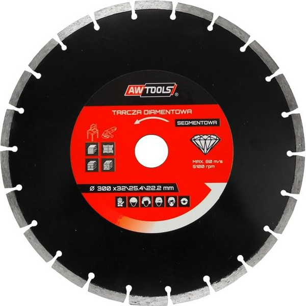  AWTools tarcza diamentowa 350x32-25,4-22,2 segmentowa (AW45350)
