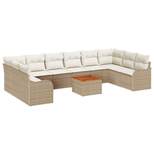 Kerti kanapészett 11 pcs Beige, fehér Nagy Rattan, Szövet