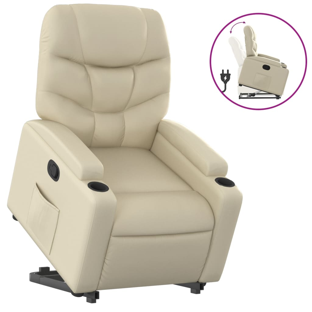 krémszínű műbőr felállást segítő dönthető fotel (3204659)