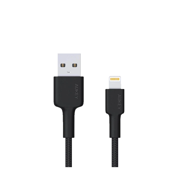 AUKEY CB-AL05 USB-A apa 2.0 - Lightning apa Adat és töltőkábel - Fekete (2m) (CB-AL05)