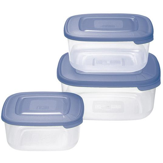 Tontarelli Ételtároló doboz szett, négyzet alakú, kék, 3 db (8005989264377)