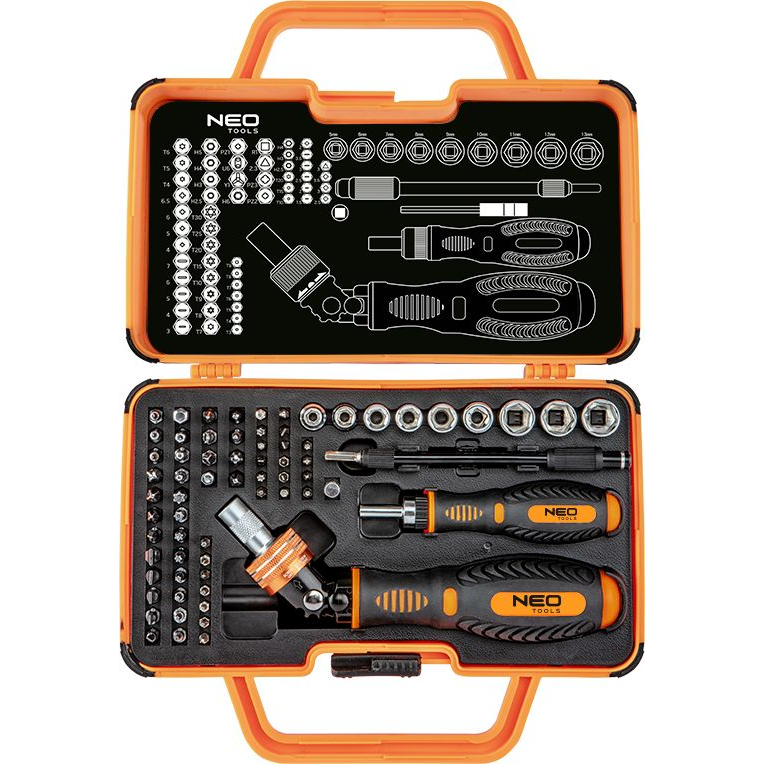 NEO 06-116 Csavarhúzó Bitkészlet, Hajtószárral 69db (06-116)