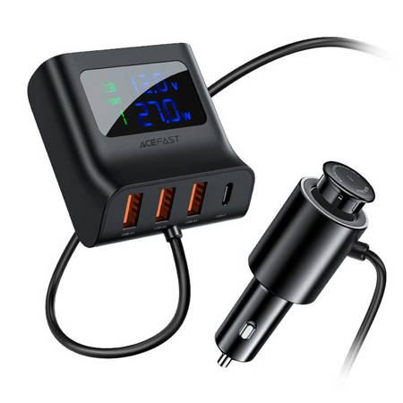 Зарядно за кола Acefast B8, 90W, USB-C, 3xUSB, запалка, PPS, PD3.0, QC3.0, AFC, FCP, черен