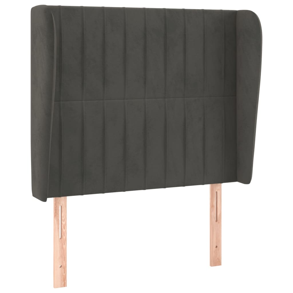 sötétszürke bársony fejtámla szárnyakkal 83 x 23 x 118/128 cm (3118225)