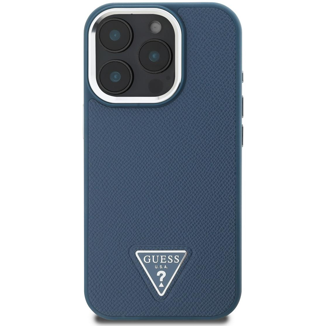 Guess PU Grained Triangle Logo iPhone 16 Pro Blue tok (GUHMP16LPGTSPSB)