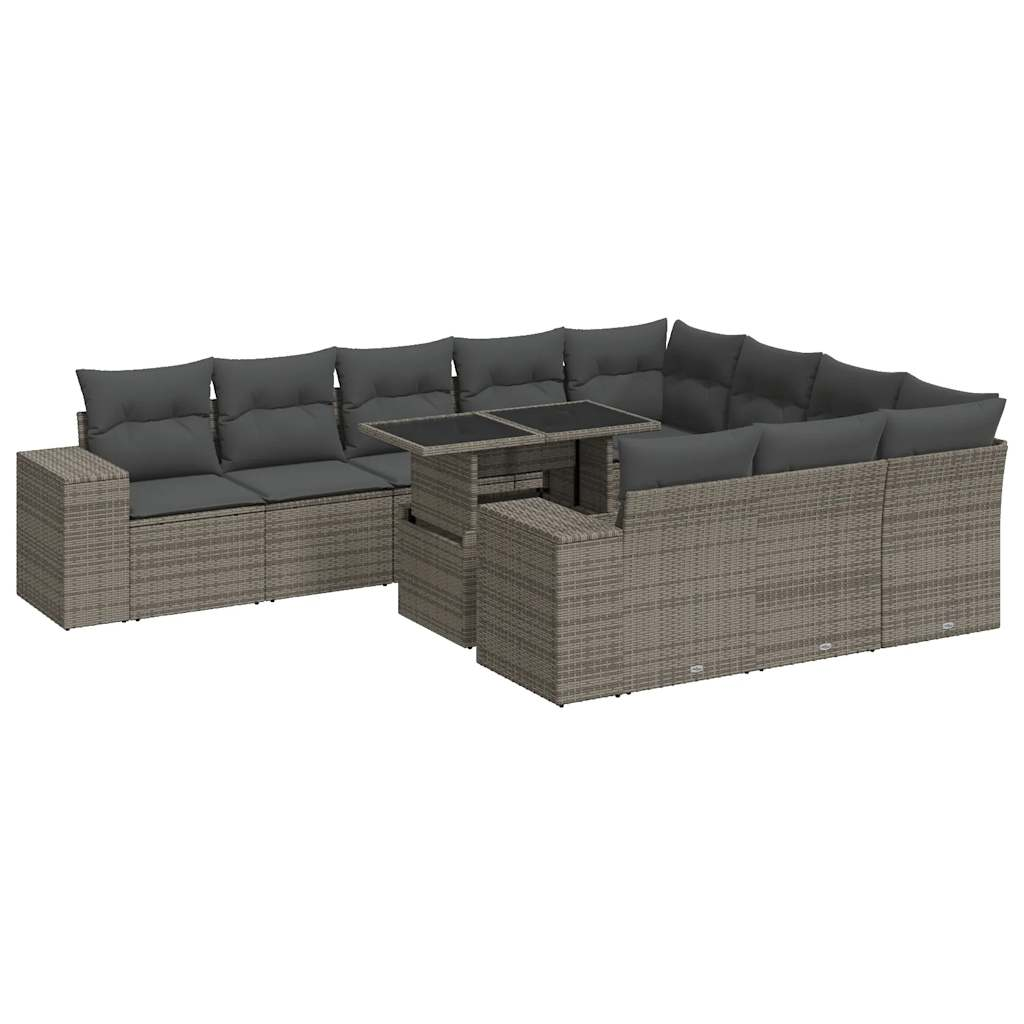 11 részes szürke polyrattan kerti ülőgarnitúra párnákkal (3326871)