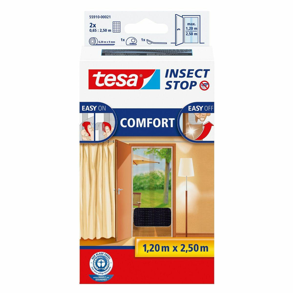 Szúnyoghálók ajtókra, rovarriasztók, rovarfogók, (H x Szé) 2,2 x 1,3 m, tesa® Comfort