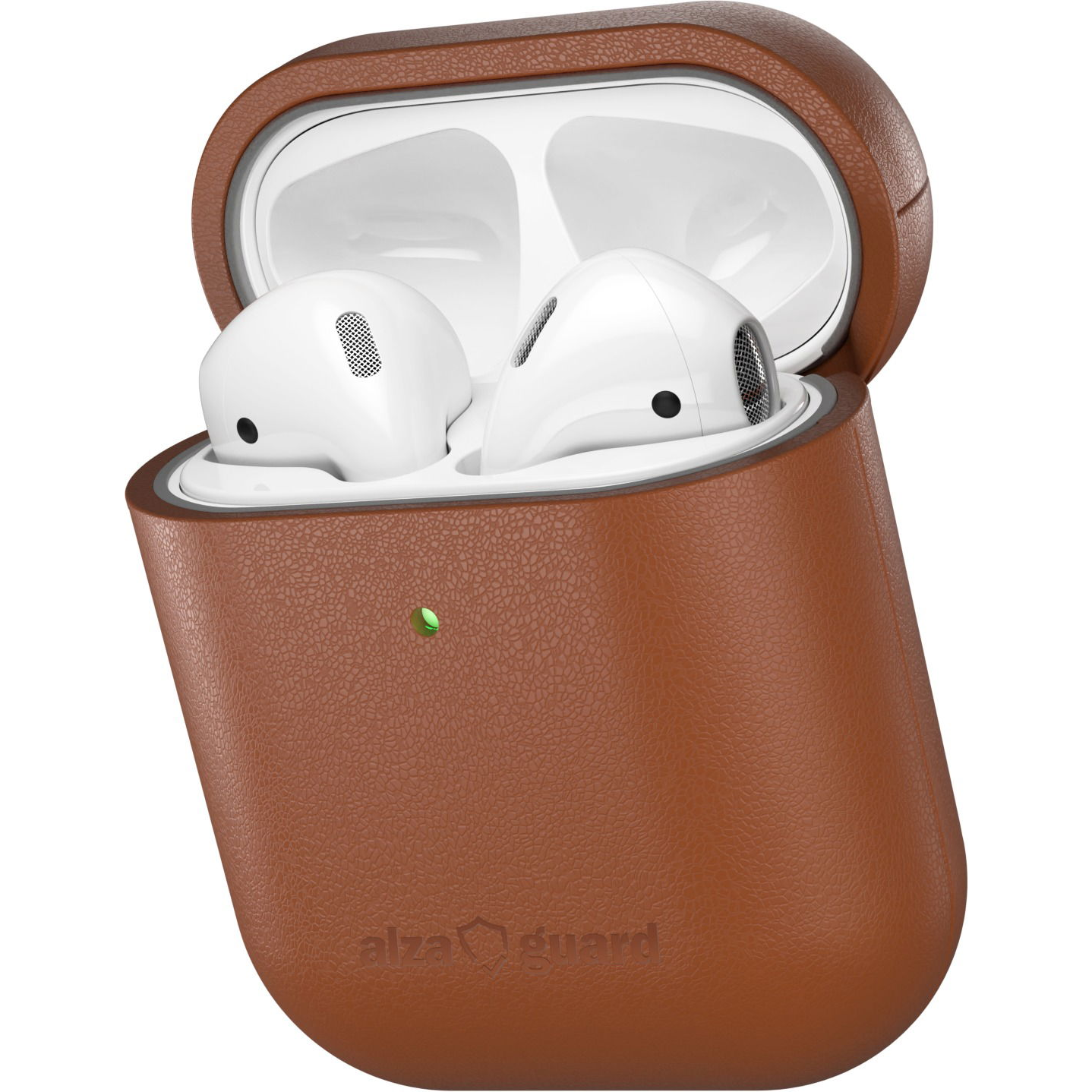 AlzaGuard Genuine Leather AirPods 1 & 2 tok, barna (AGD-ACL6C)