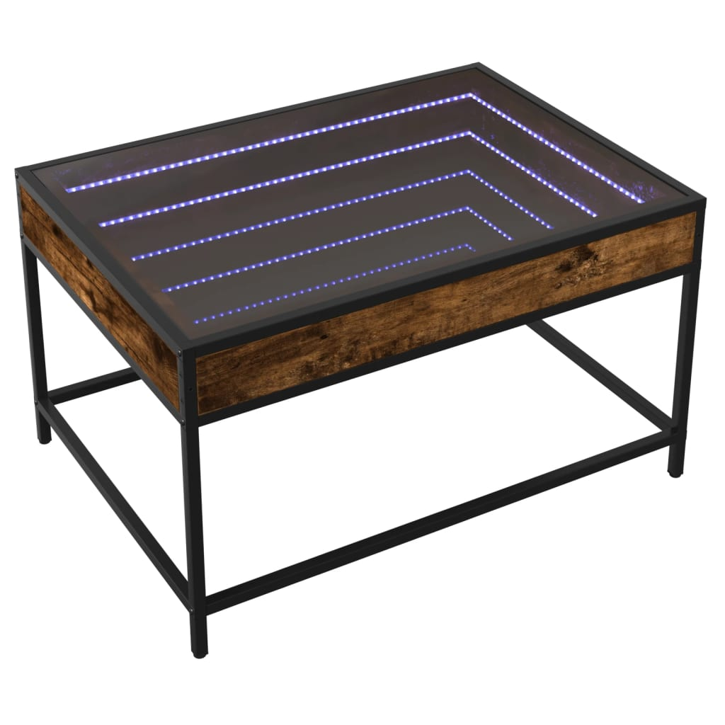 füstös tölgy végtelen hatású LED-es dohányzóasztal 70x50x41 cm (847684)