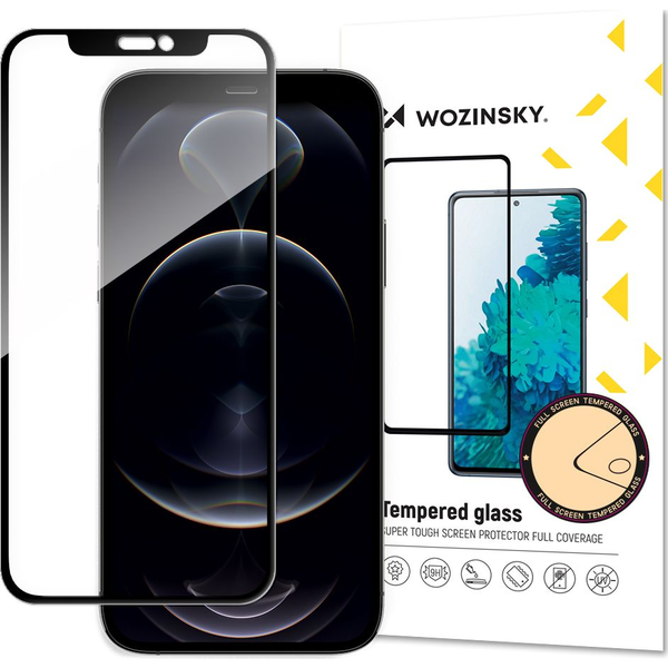Стъклено фолио Wozinsky, закалено стъкло 9H, пълно лепило, iPhone X, черно
