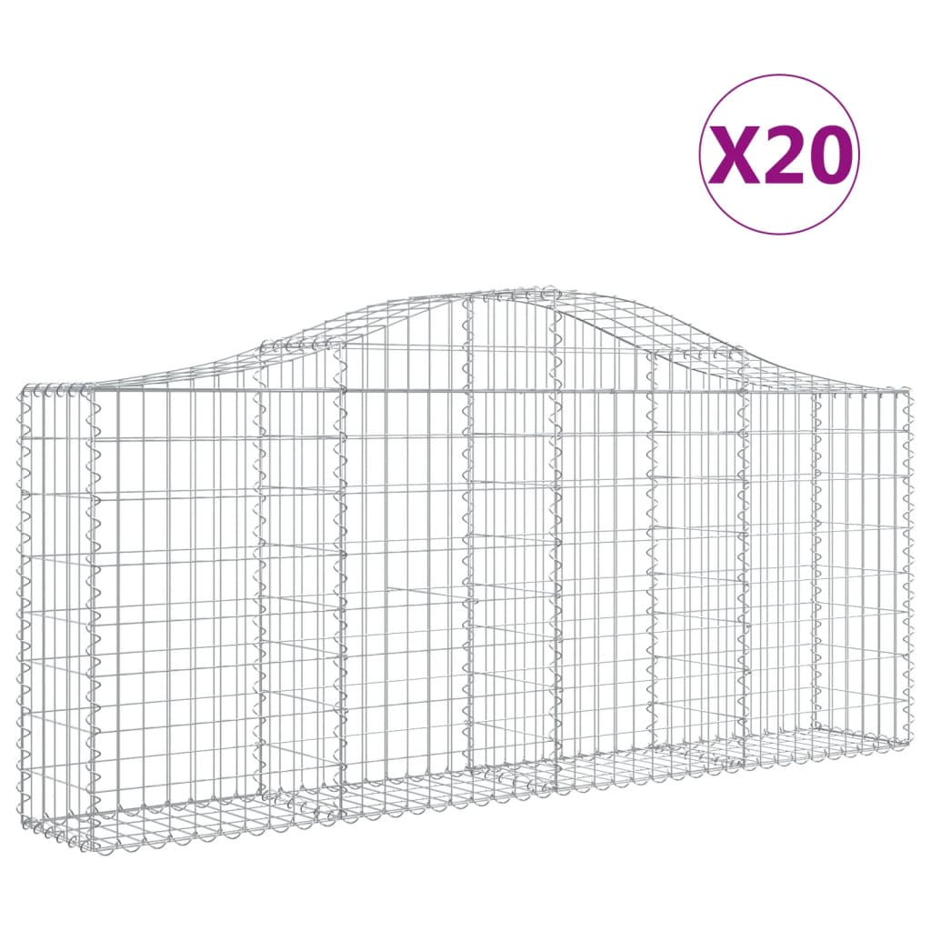 20 db íves horganyzott vas gabion kosár 200x30x80/100 cm (3145424)