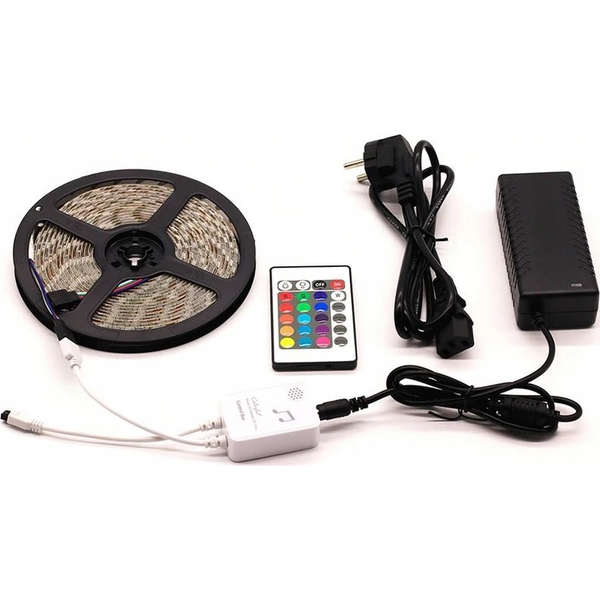 Ecolight Tira Led Colores Rgb, 36w, 5m, Ip20, Mando A Distancia, Fuente De Alimentación, Ec79406