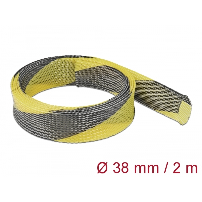 Delock Fonott kábelharisnya nyújtható 2 m x 38 mm fekete-sárga (20752)