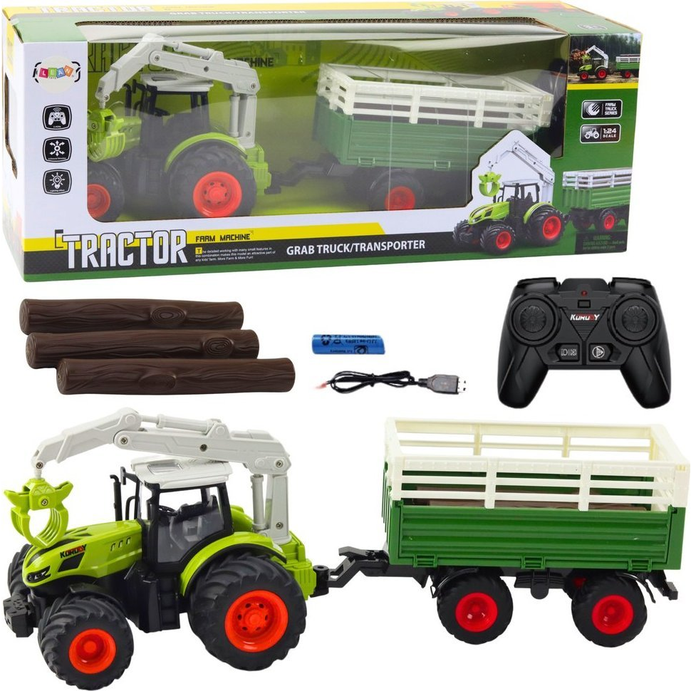 Mezőgazdasági Traktor Pótkocsival és Markológéppel Távirányítóval RC 2.4G (21205)