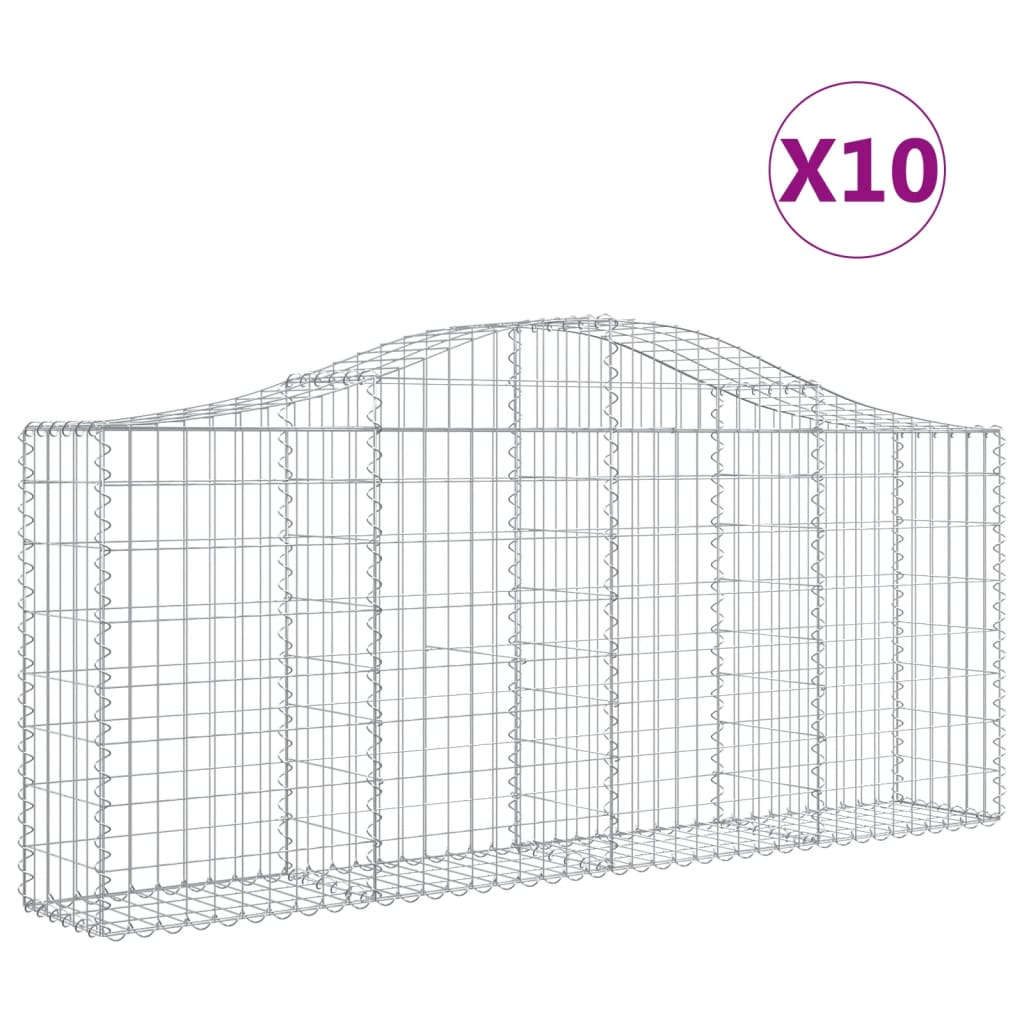 10 db íves horganyzott vas gabion kosár 200x30x80/100 cm (3145417)