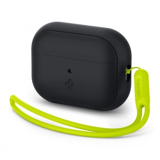 Spigen Apple Airpods Pro 2 szilikon tok + csuklópánt fekete zöld (ACS05810) (ACS05810)