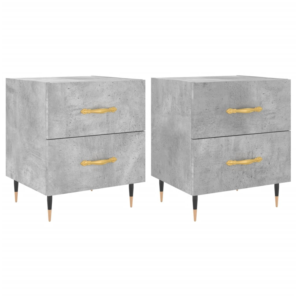 2 db betonszürke szerelt fa éjjeliszekrény 40 x 35 x 47,5 cm (827269)