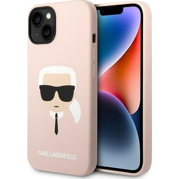 Karl Lagerfeld Head Liquid szilikon hátlap tok Apple iPhone 14 Plus, rószaszín (KLD1135)