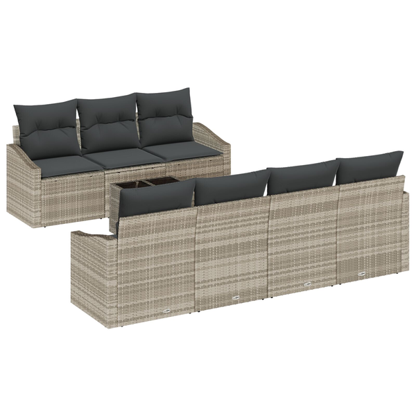Set De Sofá De Jardín 8 Piezas Beige, Gris Oscuro Ratán, Poliéster V5720 Unico / Beige