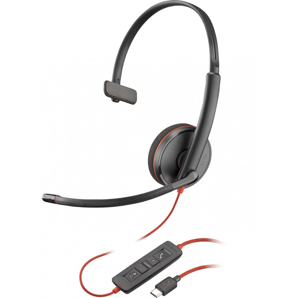 HP Poly Blackwire 3210 Monaural USB-C Headset +USB-C/A Adapter