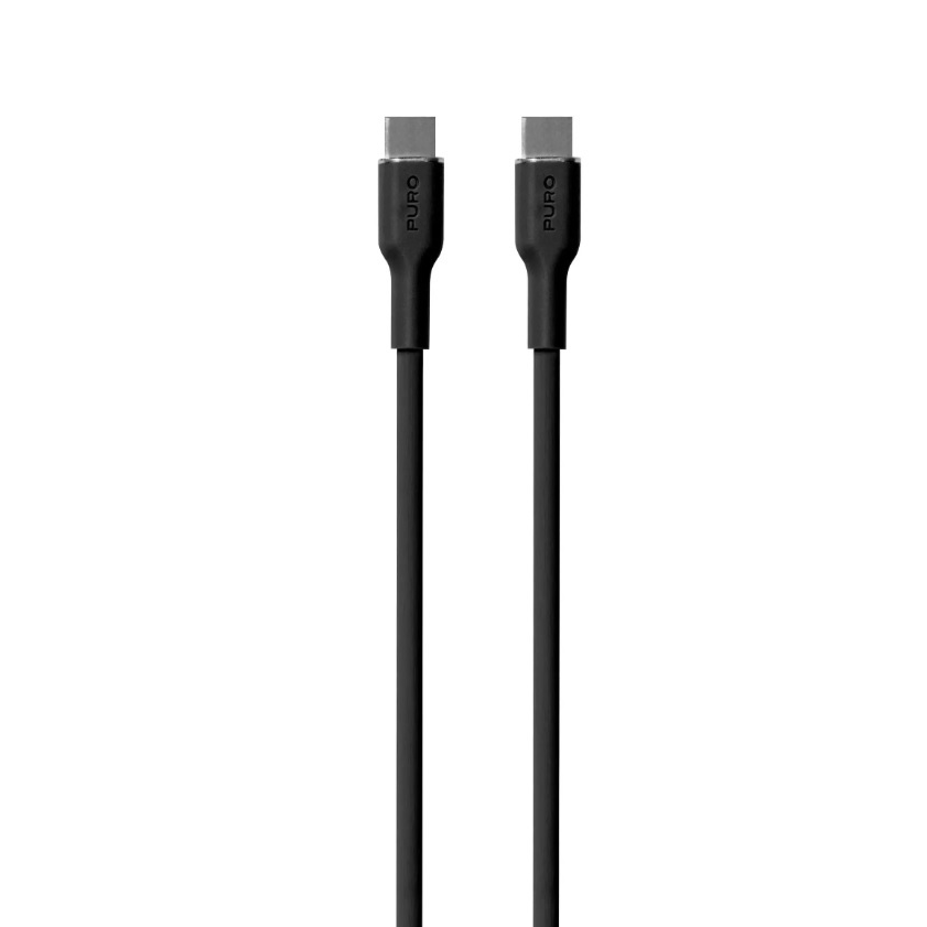 Puro USB-A apa - USB-C apa Adat és töltő kábel - fekete (1,5m) (PUUSBCICONBLK)