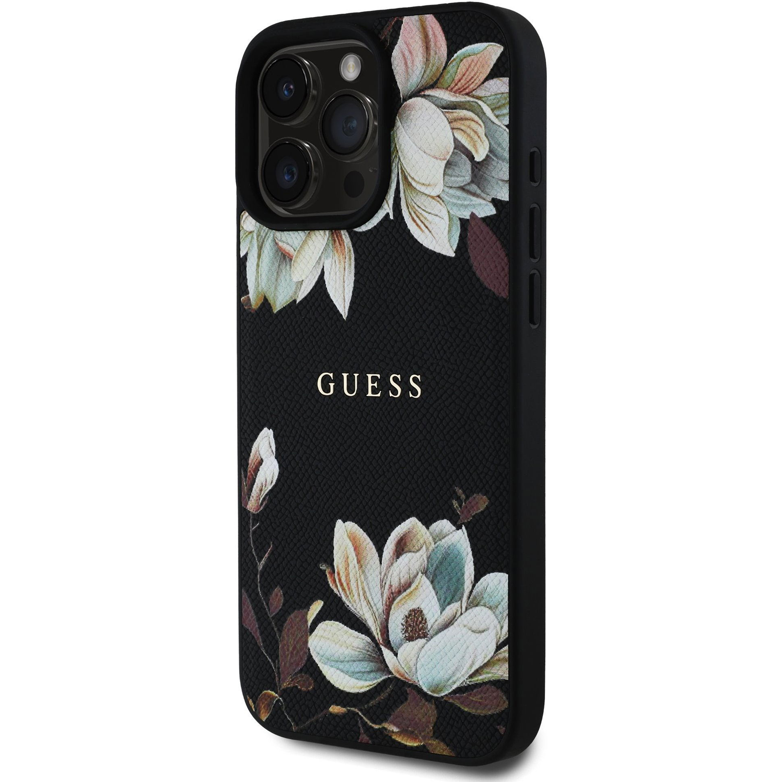 Guess PU Grained Magnolia iPhone 16 Pro Max fekete MagSafe tok (GUHMP16XPGNMPLMK)