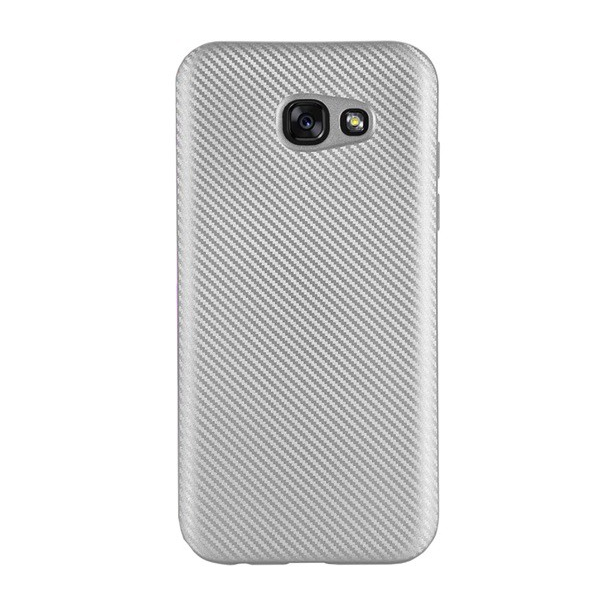 Szilikon telefonvédő (karbon minta) EZÜST [Samsung Galaxy A3 (2017) SM-A320F] (5996457704675)