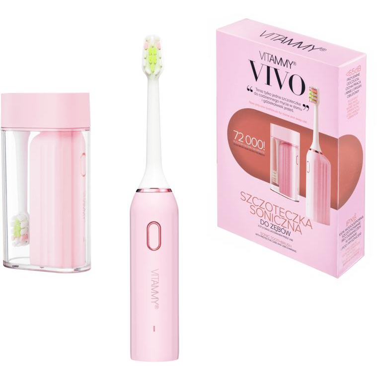 VITAMMY VIVO Pink Szónikus Elektromos Fogkefe Tokkal Rózsaszín (5901793642789)