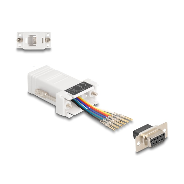 Delock D-Sub 9 Pin Buchse zu RJ12 Buchse Montagesatz weiß
