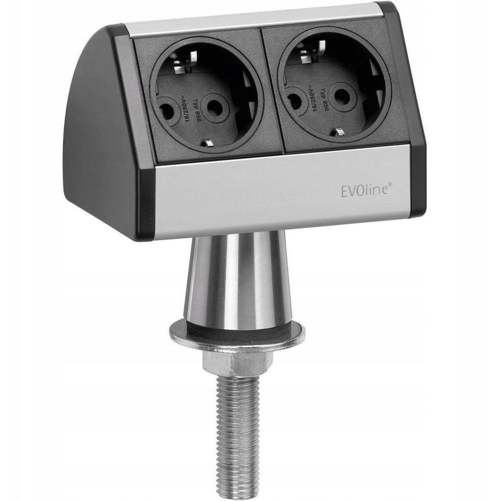 EVOline 93022055 Hálózati elosztó 2 részes Fekete, Ezüst Dugó nélkül 1 db (93022055)