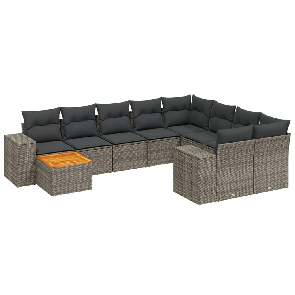 11 részes szürke polyrattan kerti ülőgarnitúra párnákkal (3225633)