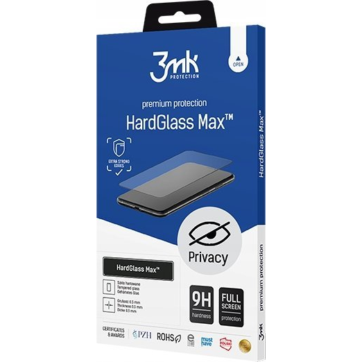 Folie de protectie ecran 3MK HardGlass Max Privacy, rezistenta 9H, tehnologie Privacy-Blur, pentru Samsung Galaxy S24+ S926, negru