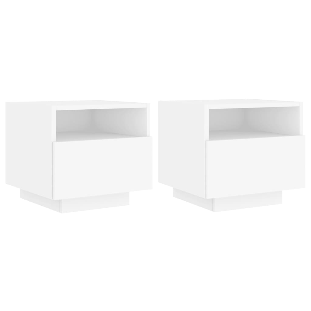 2 db fehér éjjeliszekrény LED-világítással 40 x 39 x 37 cm (836799)
